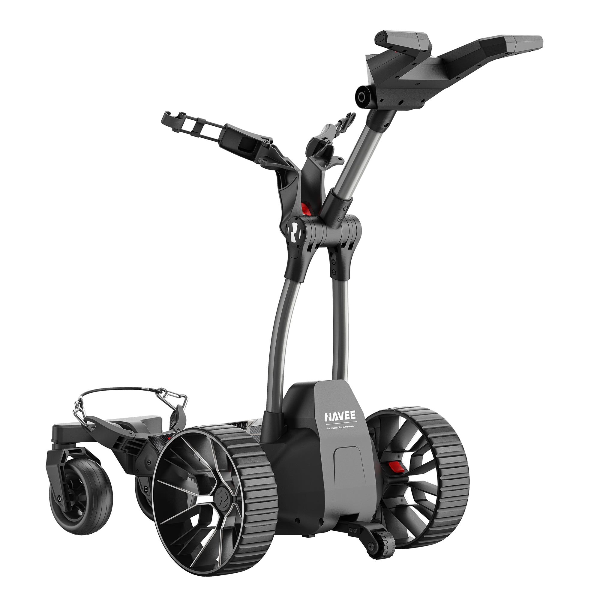 NAVEE Birdie 3X electric golf caddie with bag mounted